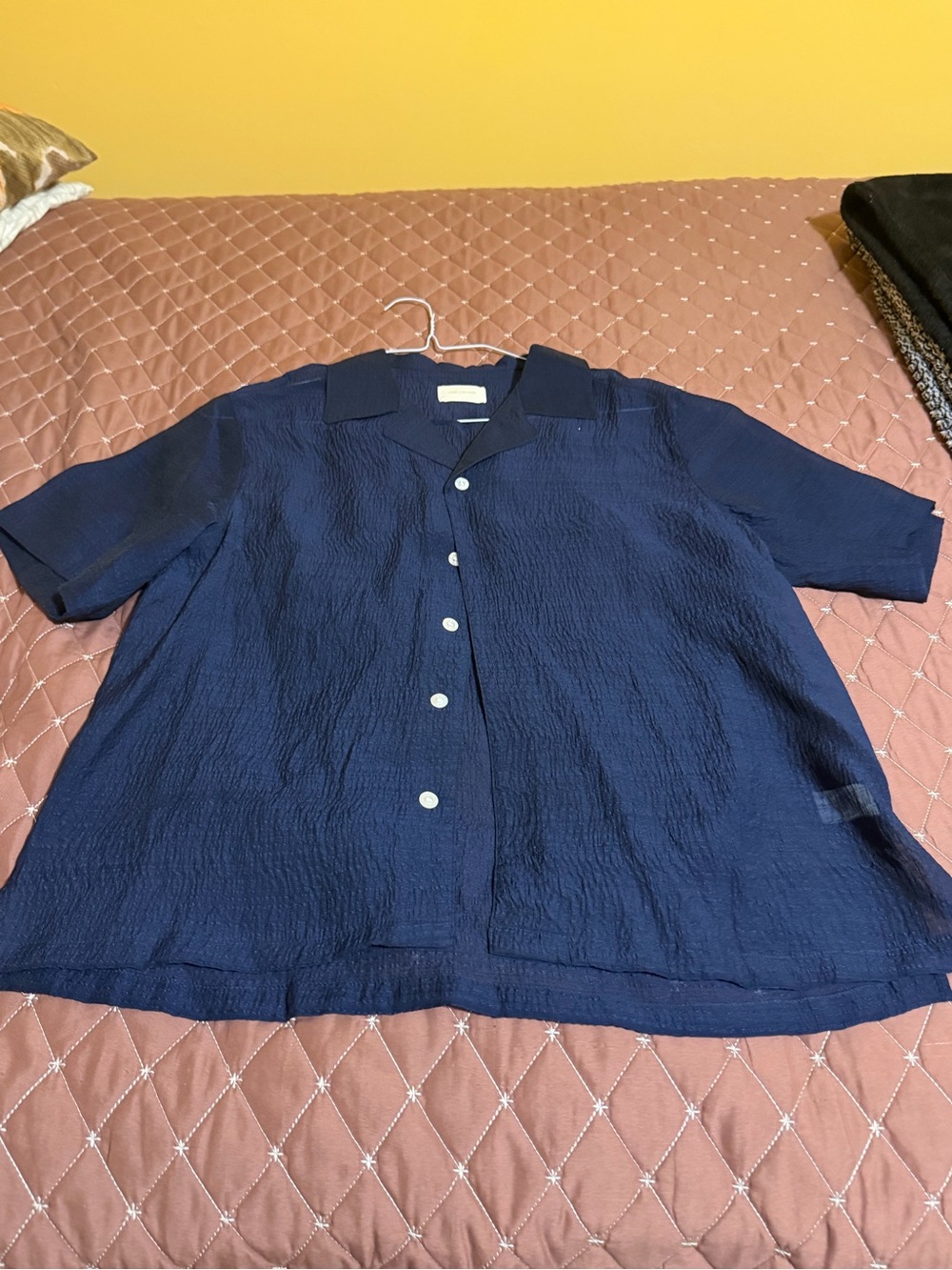 Aime Leon Dore Navy Short-Sleeve Button-Down Shirt
